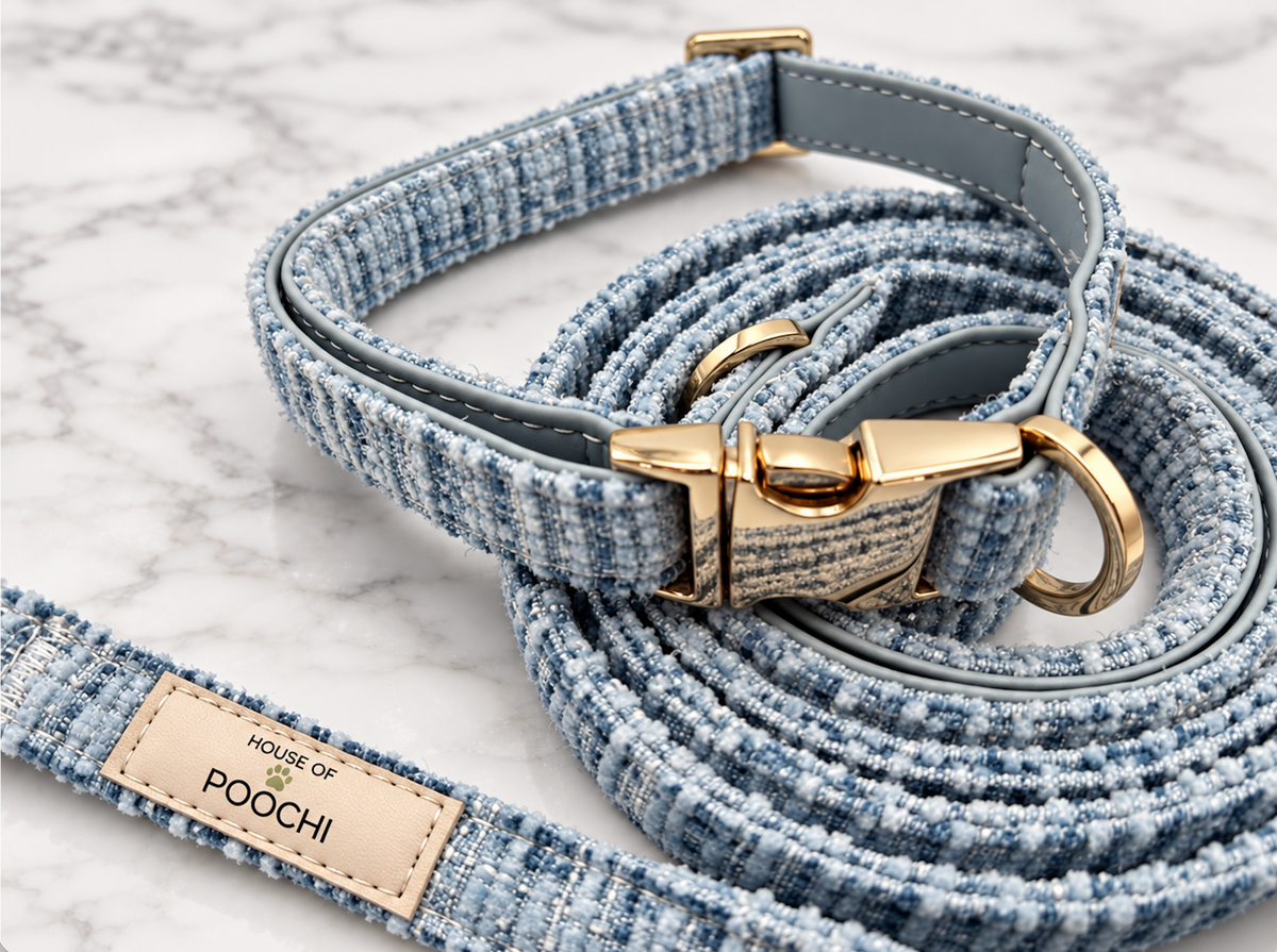 BLUE TWEED COLLAR